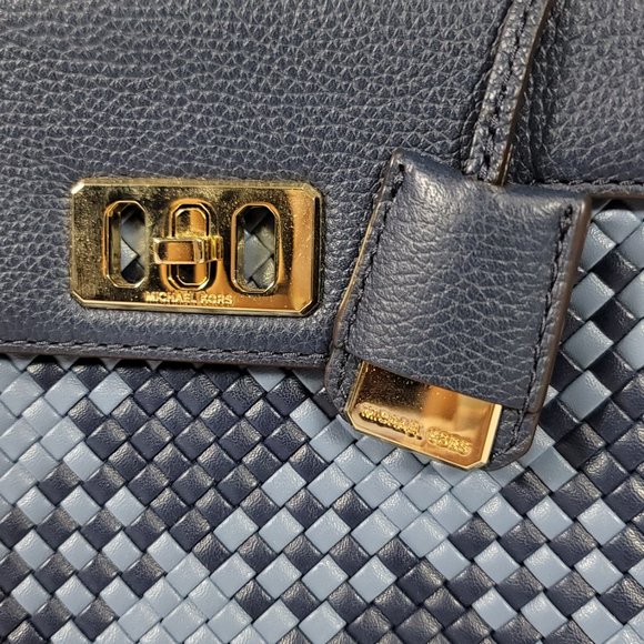 Michael Kors Karson Mini Satchel Lugage Blue Top Handle Crossbody - Picture 8 of 13